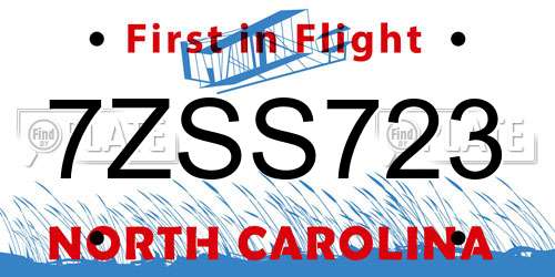 7ZSS723 North Carolina License Plate