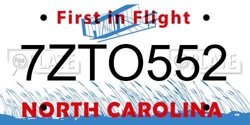 7ZTO552 North Carolina License Plate