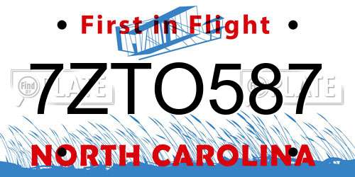 7ZTO587 North Carolina License Plate