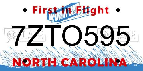 7ZTO595 North Carolina License Plate