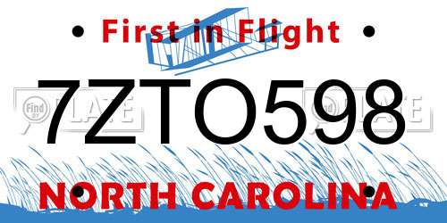 7ZTO598 North Carolina License Plate