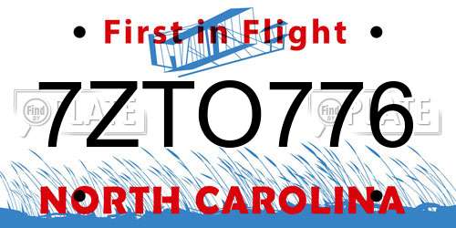 7ZTO776 North Carolina License Plate