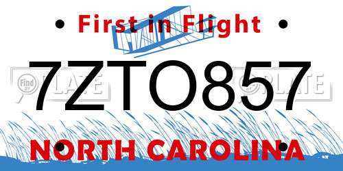 7ZTO857 North Carolina License Plate