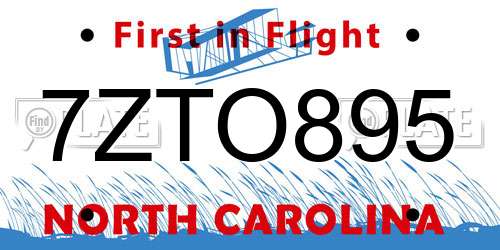 7ZTO895 North Carolina License Plate