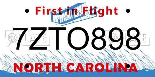 7ZTO898 North Carolina License Plate