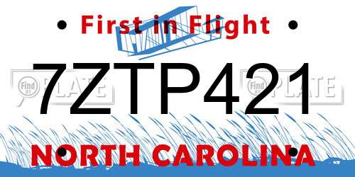 7ZTP421 North Carolina License Plate