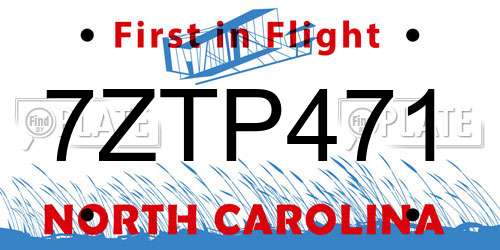 7ZTP471 North Carolina License Plate