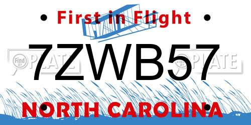 7ZWB57 North Carolina License Plate