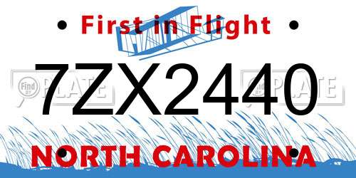 7ZX2440 North Carolina License Plate