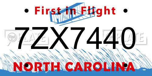 7ZX7440 North Carolina License Plate