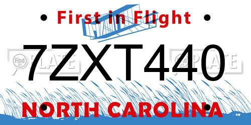 7ZXT440 North Carolina License Plate