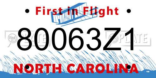 80063Z1 North Carolina License Plate