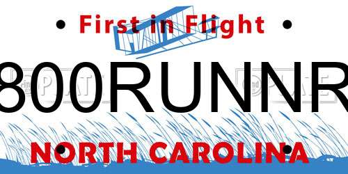 800RUNNR North Carolina License Plate
