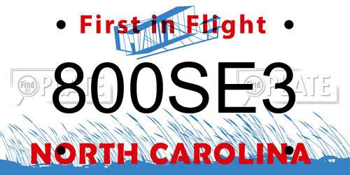 800SE3 North Carolina License Plate