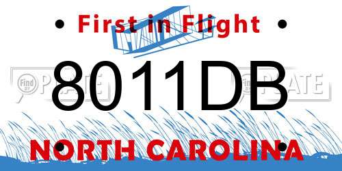 8011DB North Carolina License Plate