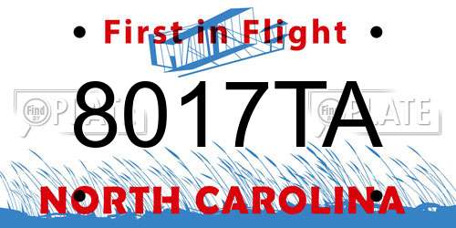 8017TA North Carolina License Plate