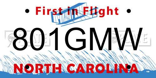 801GMW North Carolina License Plate