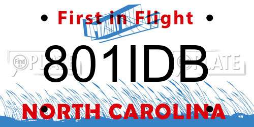 801IDB North Carolina License Plate