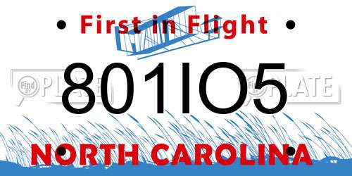 801IO5 North Carolina License Plate