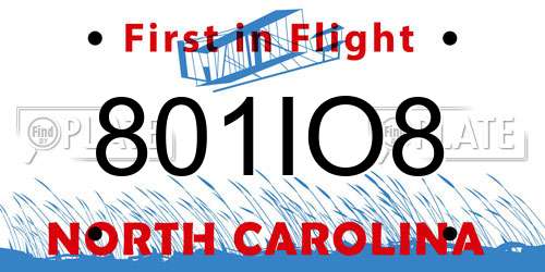 801IO8 North Carolina License Plate