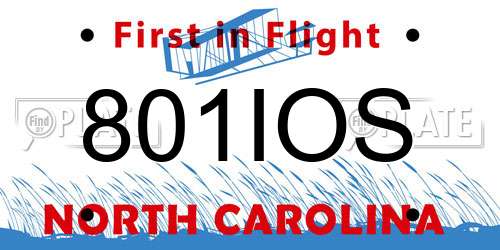 801IOS North Carolina License Plate