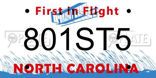 801ST5 North Carolina License Plate