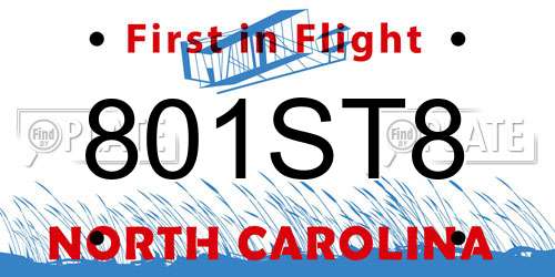 801ST8 North Carolina License Plate