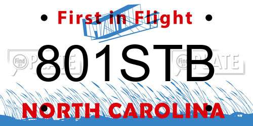 801STB North Carolina License Plate