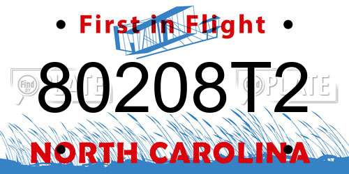 80208T2 North Carolina License Plate