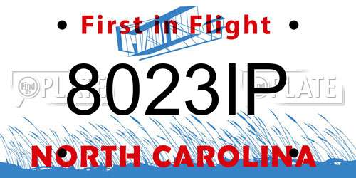 8023IP North Carolina License Plate