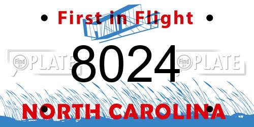 8024 North Carolina License Plate