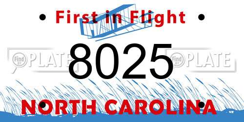 8025 North Carolina License Plate