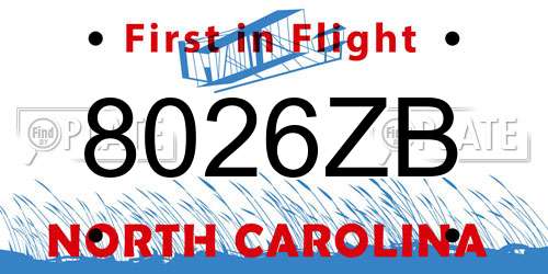 8026ZB North Carolina License Plate