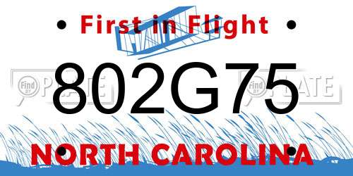 802G75 North Carolina License Plate