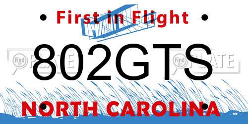 802GTS North Carolina License Plate