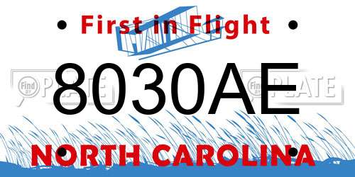 8030AE North Carolina License Plate