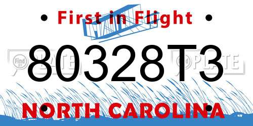 80328T3 North Carolina License Plate