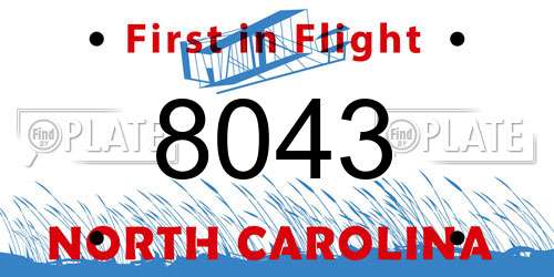 8043 North Carolina License Plate