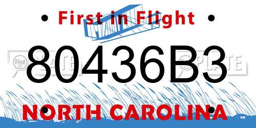 80436B3 North Carolina License Plate