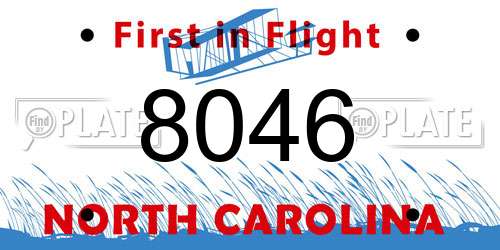 8046 North Carolina License Plate
