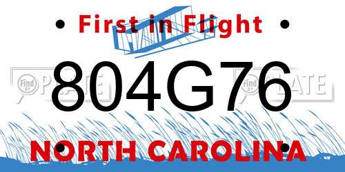 804G76 North Carolina License Plate