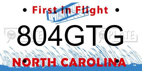 804GTG North Carolina License Plate
