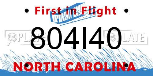 804I40 North Carolina License Plate