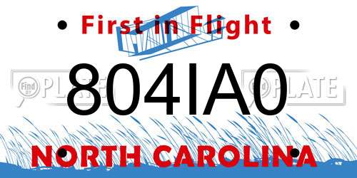 804IA0 North Carolina License Plate