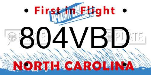804VBD North Carolina License Plate