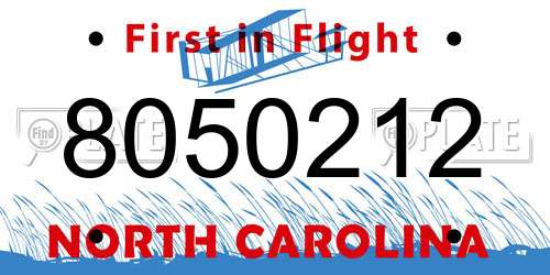 8050212 North Carolina License Plate