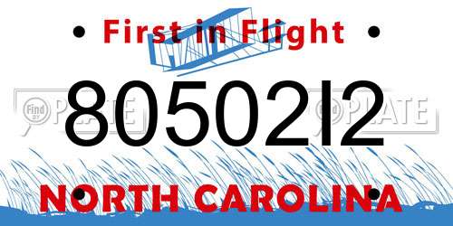 80502I2 North Carolina License Plate