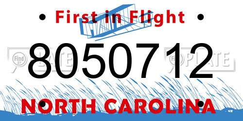8050712 North Carolina License Plate