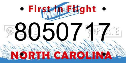8050717 North Carolina License Plate