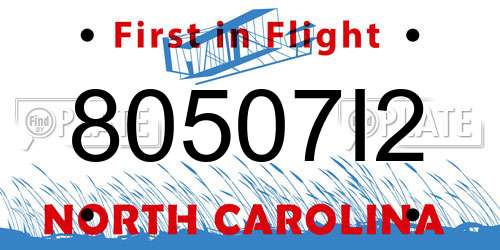 80507I2 North Carolina License Plate